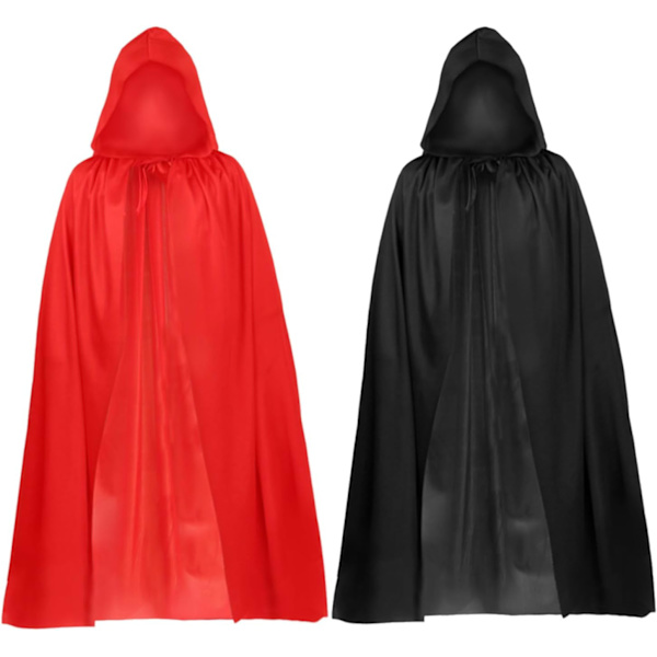 2 stk. hettekåpe, svart hettekåpe for Halloween, hekseutkledning, julekåpe Ki