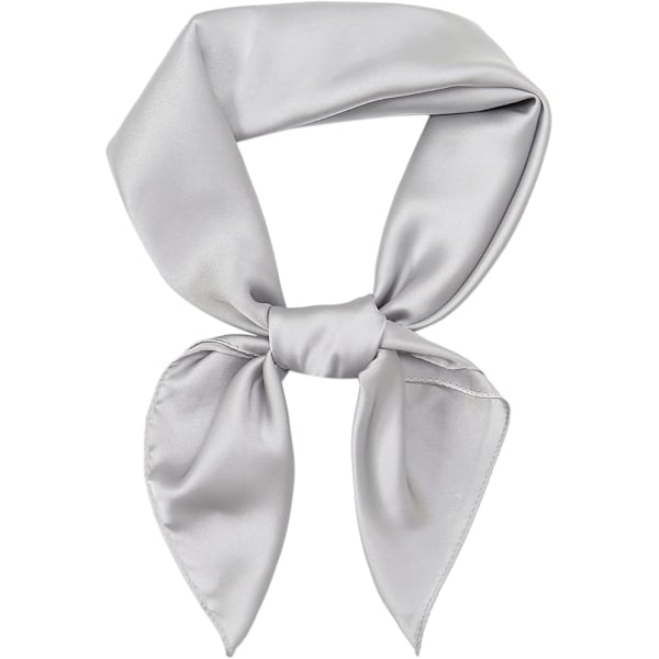 (Gray) Women's small square scarf scarf headscarf solid color satin scarf