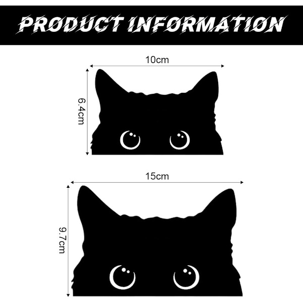 Set med 2 kattbilsdekaler, roliga och söta designer, vattentäta och tåliga för utomhusbruk, Dekorera ditt fordon med dessa originella och roliga dekaler