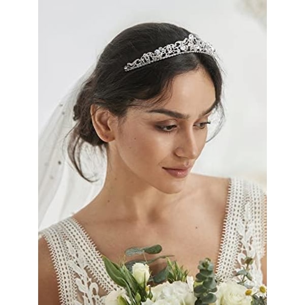 Bryllupstiarer og kroner, Rhinestone Brudekrone Prinsesse Tiara Hovedbeklædning til kvinder og blomsterpiger, Bridgerton Hårtilbehør til fødselsdag og gallafest