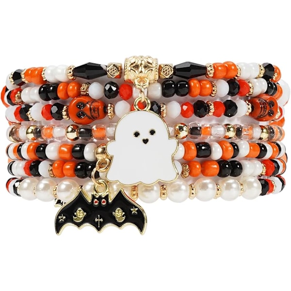 set of 1 Halloween Bracelets Stackable  Beaded Stretch Bracelets