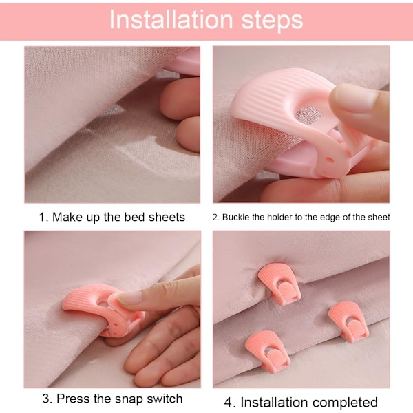 Pakke med dyneclips, dynegreb, opgraderede skridsikre dyneclips holder din dyne på plads, ingen nåle nødvendige for at fastgøre holdere