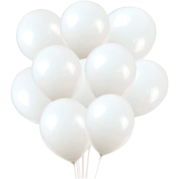 Pakke med 100, 12 tommer lateksballonger, hvite ballonger