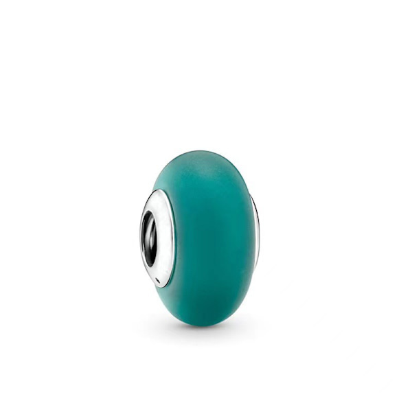 (søblå perler) Åbning 4-5mm, Matfarvet Murano Glas Charm 925