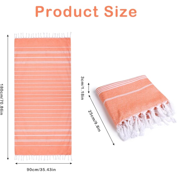 Strandhandduk Strandfilt 180x90cm, Antisand Snabbtorkande Handduk, Lämplig för Bad Dusch Gym Orange