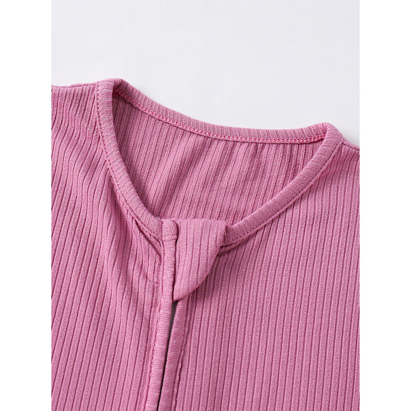 (L) Bambu kuitu vauvan pyjama, kesä lyhythihainen jalkaton onesie, kaksisuuntainen vetoketju pa