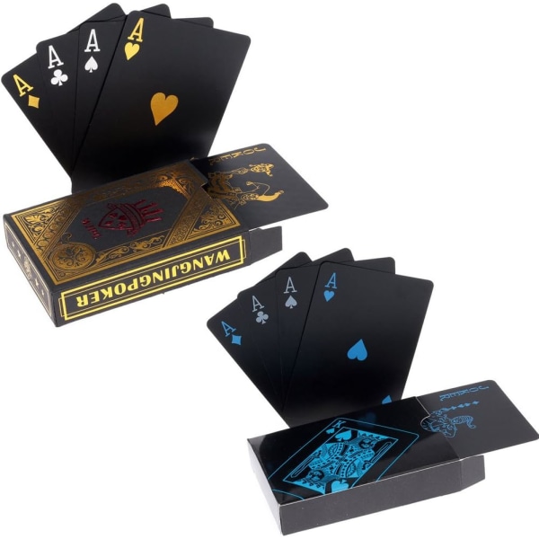 2 x muovista pokerikorttia 1 musta ja 1 kulta vedenpitävä Professi