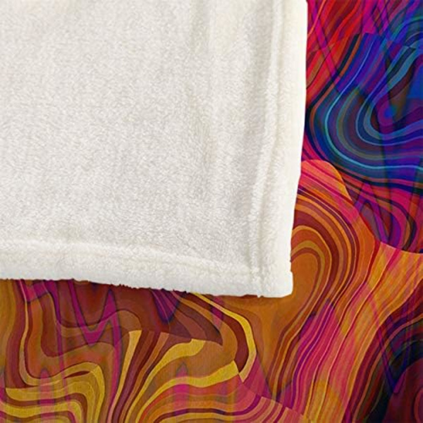Kasttæppe Lilla Fuchsia Pink Rød Orange Guld Blå Regnbue Mønster Dekorativ Blød Varmt Hyggelig Flanel Pludsetepper Bl