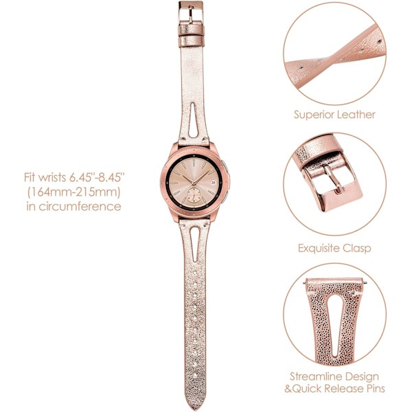 (ruskea) Nahkaranneke yhteensopiva Samsung Galaxy Watch 6/5/4/ Active 2 40mm 44mm Naisille, 20mm Pikakiinnitys