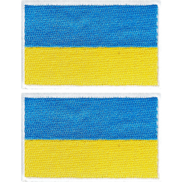 2 stk. Ukrainske flag-patches Ukrainske flag broderede patches Ukr
