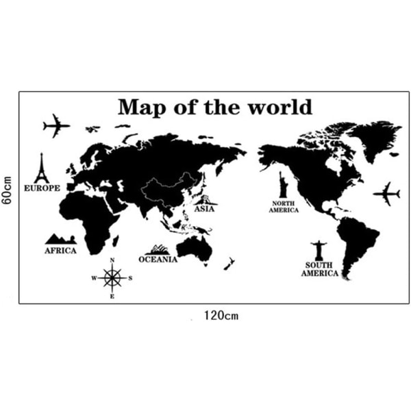 Tour du Monde Världskarta Väggdekaler, Vardagsrum C