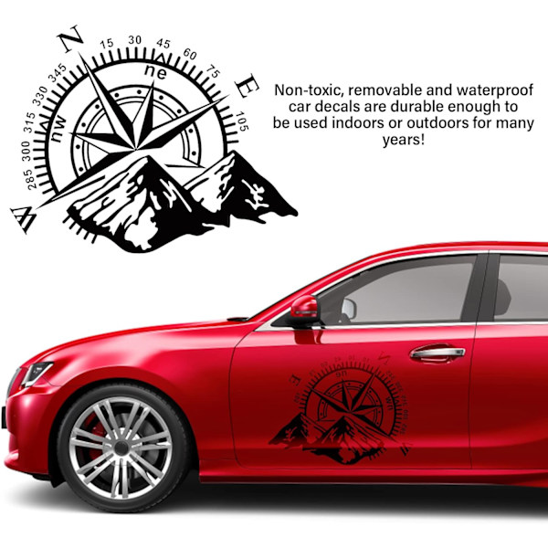 Bilsticker, Kompass Bilsticker Hvit Klistremerke Reflekterende Fjell