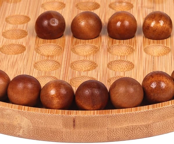 Puinen pasianssipeli - Klassinen marmoripeli - 19,5 cm pyöreä lauta