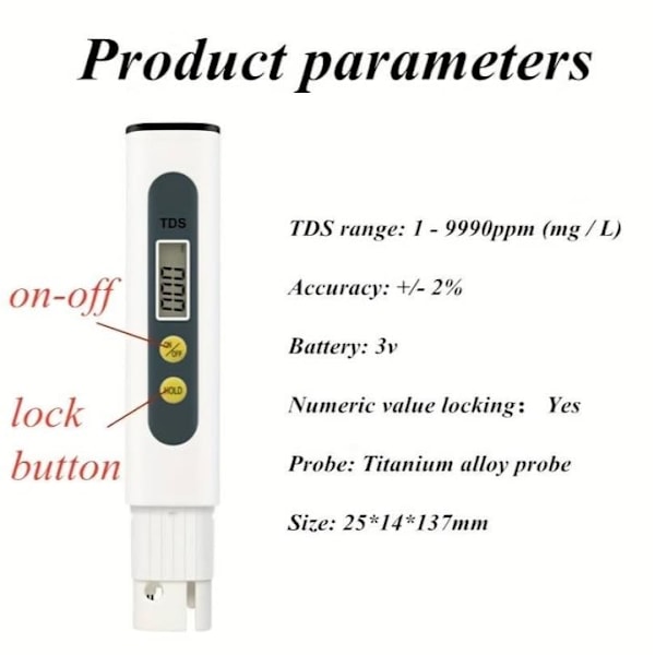 2u Portable Digital Water Quality Measurement Tester, TDS Meter C