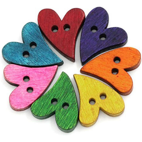 Tretre knapper Dekorative knapper Syknapper (100 stk) Heart Shaped