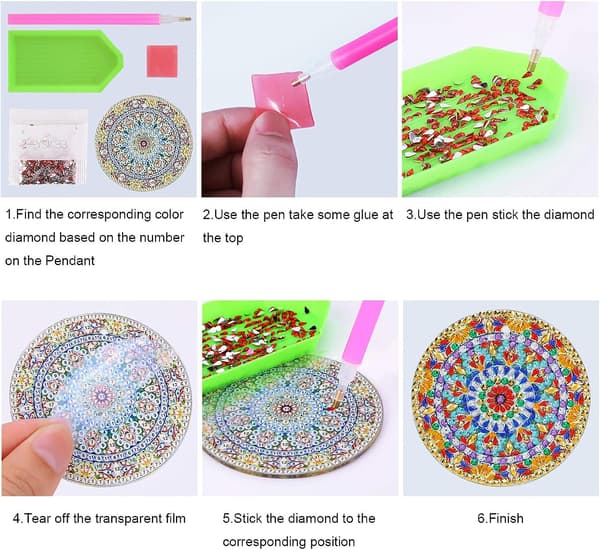 5 kappaletta 5D DIY Mandala Kukka Timanttimaalaus Avaimenperät,