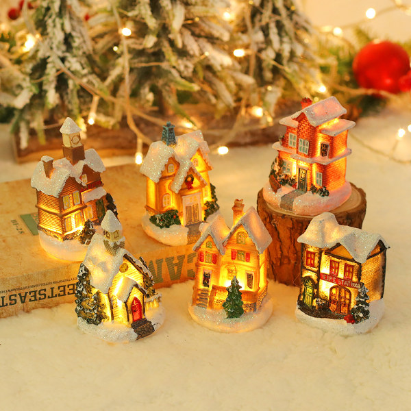 6pcs Luminous Christmas Village, Luminous Christmas House, Christ