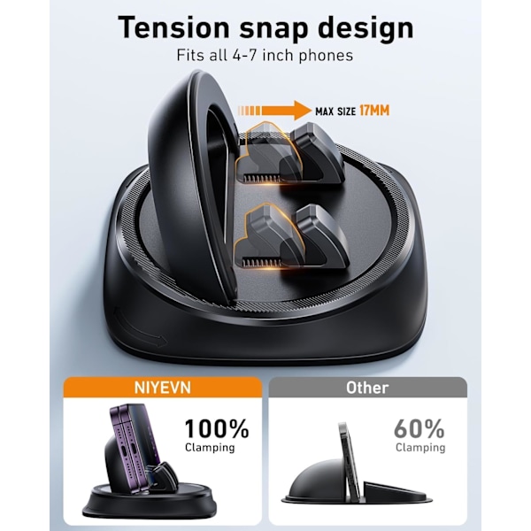 pcs Instrumentbräda Mobiltelefonhållare för din bil, 360° Rotationsbar Halksäker Silikon Justerbar Fjäder Mobiltelefonhållare för