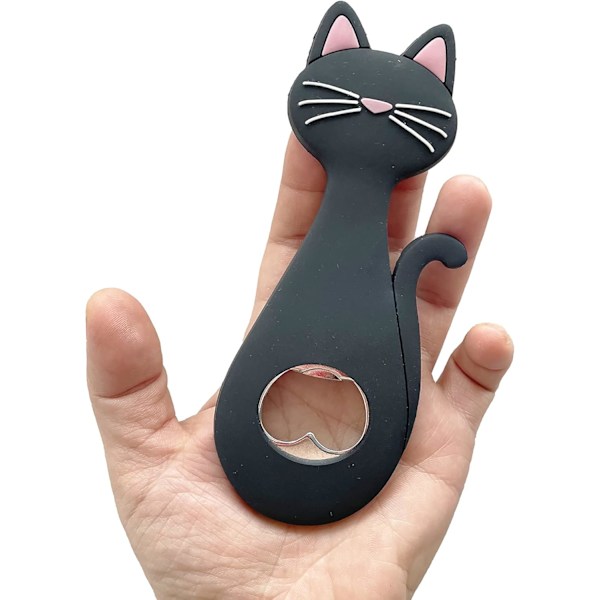 (Svart) 1 stk. Kreativ Bærbar Katteformet Magnetisk Flaskeåpner, Vin Øl Drikkeåpner Bar Gadget Glass Øl Kjøkkenverktøy Barutstyr for Jente