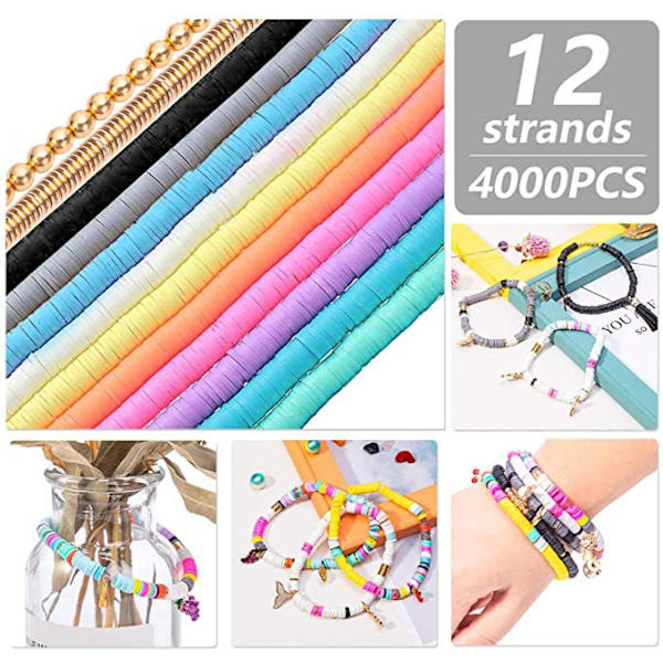 10 stk. polymer ler skiveperler, smykketilbehør