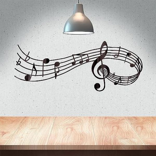 24x58cm Musiknote Vægstickers Vinyl Dekal Musik Vægskunst Stor Sort PVC Klæbende Mural Æstetiske Stickers Dekoration Skræl