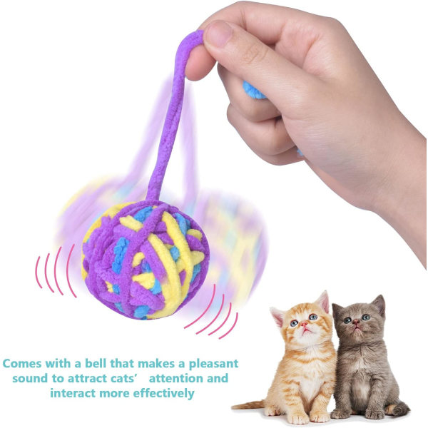1 PC (pink-hvid) Kattelegetøj Uldbold Funny Cat Bell Ball Farverig Ya
