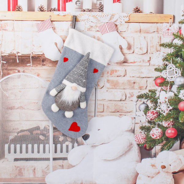 1 st julstrumpa (grå), julgåva påse tomte De