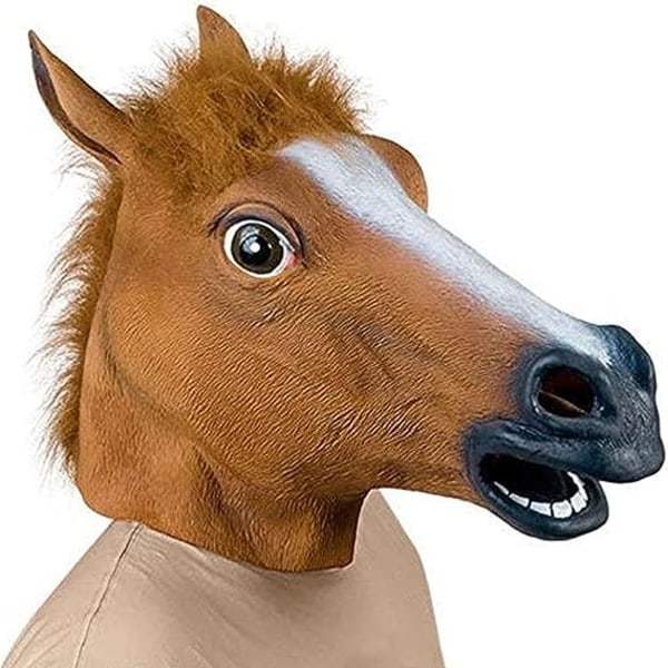 Horse Mask, Halloween Cos Mask Latex Horse Head Mask Dance Animal Head Brown Horse Head Party Costum