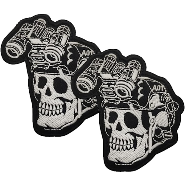 (Skull 02) 2 stk. Hodeskallelapper Lysende Lapp Gløder i Mørket Halloween Lapp Laserskjært Lapp Taktisk Moral Lapp Haken