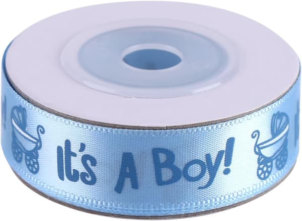 2 ruller med bånd til dåps- eller babyshowergave (blått)