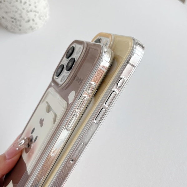 Sødt Tegneserie Bjørn Par Pung Kort Slot Blødt Telefon Cover Kompatibelt med iPhone Cover (Bjørn, til iPhone 16 Pro Max)