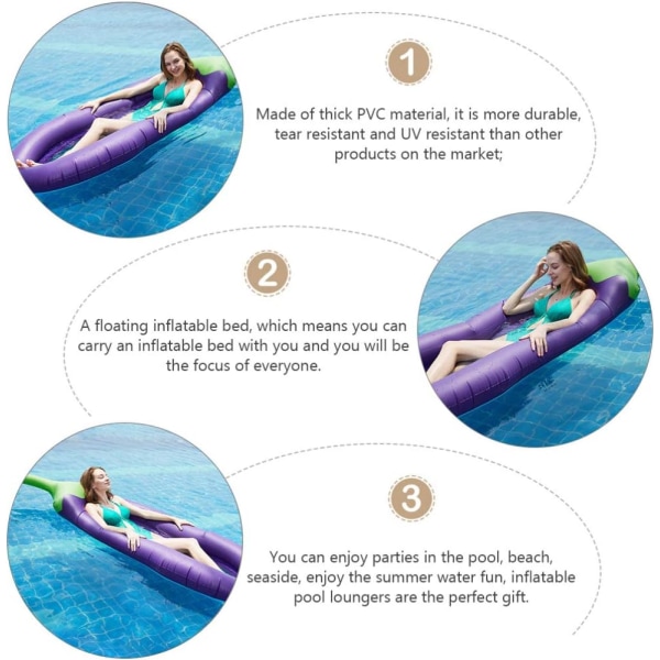 Inflatable Pool Float Eggplant Lounger Raft Air Water Mattress Floating Sofa Floating Row