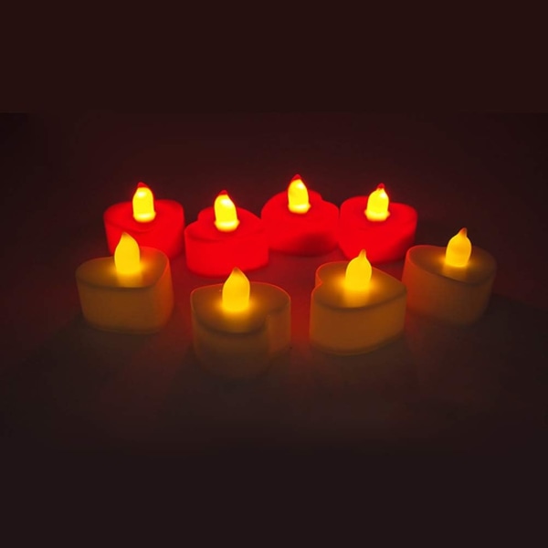 24 stk. Flammeløse Lys Hjerteformet Tealight LED Elect