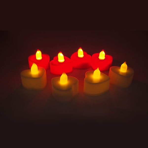 24 stk hjerteformede flammeløse stearinlys LED telys Electroni