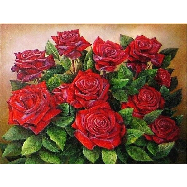 30 × 40 Rød Rose Klynge Diamantmaleri (30 * 40, 1 stykke) Di