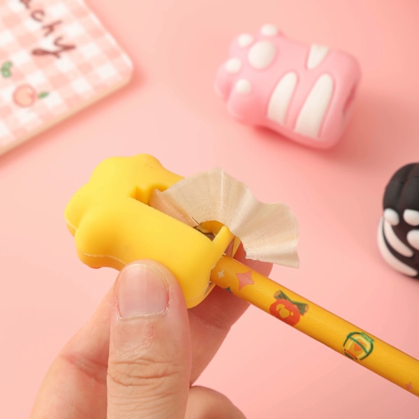 4 st Kattass Pennvässare, Söt Manuell Pennvässare för Barn, Små Handhållna Pennvässare för Skolan, Kawaii Skol- och Kontorsmaterial Present