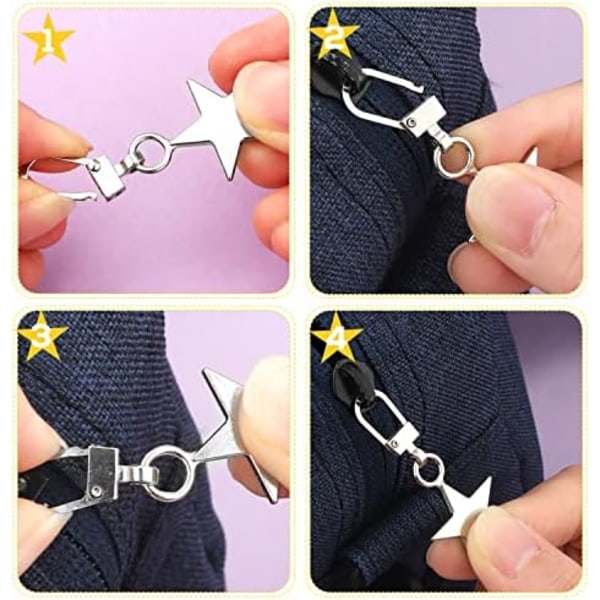 10 stk Metal Lynlåsskydere Udskiftning, Zink Legering Lynlåsskydere Charm Femtakset Stjerneformet Lynlåsskydere Reparationskit til C