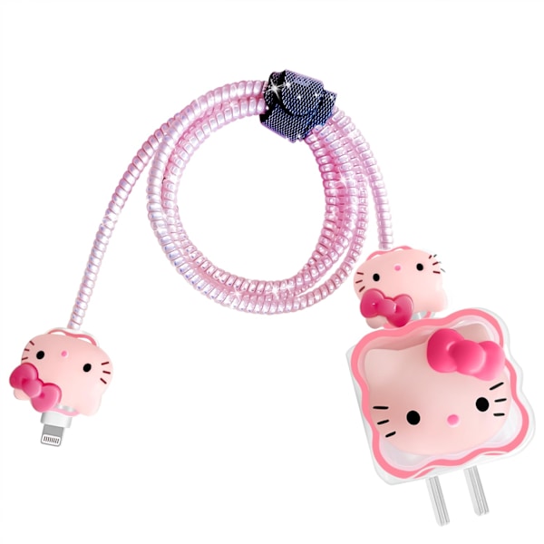 DIY Kabelbeskytter Oplader Ledningsbeskytter - Datakabel 18W/20W USB-C Oplader Ledningsbeskytter - Kompatibel med iPhone 11 12 13 14 15 Pro Max (01 Pink)
