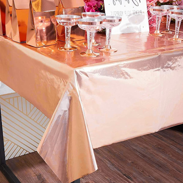 Rektangulär bordsduk i roséguld, 146x 260 cm, plast