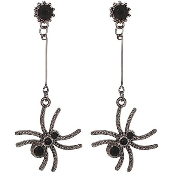 2 par Unikke Retro Sorte Edderkoppe Sommerfugl Kranie Hængende Øreringe Chic Mode Personlighed Trend Halloween Lange Øreringe