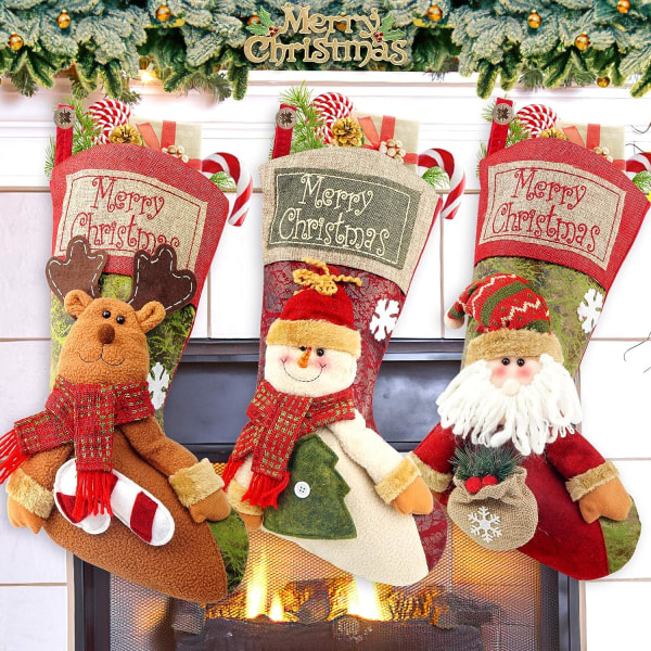 Julstrumpor, 3-pack 19 tum Personliga Julstrumpor