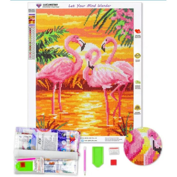 Flamingo Timanttimaalaus Premium Täysi DIY 5D Timanttimaalaussetti