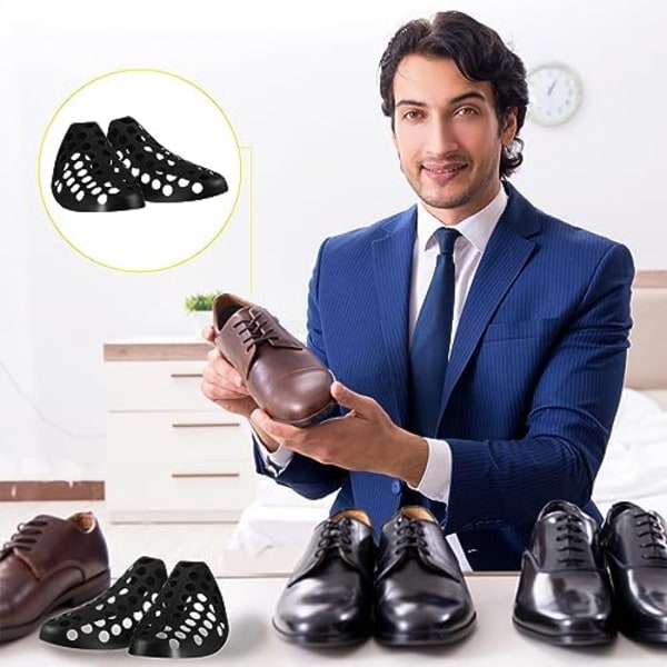 10 Par Stora Plastskostöjare för Sneakers Ventilerade Skostöjare Sträckare för Skor och Stövlar, Svart