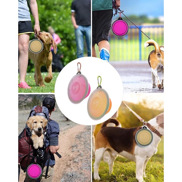 Pack 350ml Hopfällbara Hundskålar - Portabel Vattenskål med Lock - Husdjursdrickskål för Resor och Vandring