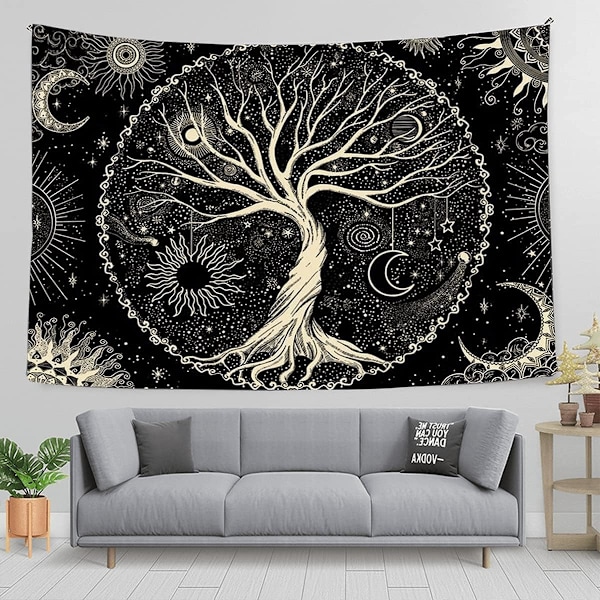 (150 x 130cm) Elämänpuun seinävaate Elämänpuun seinävaate Musta W