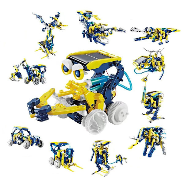 Solrobotleksak för barn 11 i 1 hydrauliska vetenskapliga robotkonstruktionsspel Present