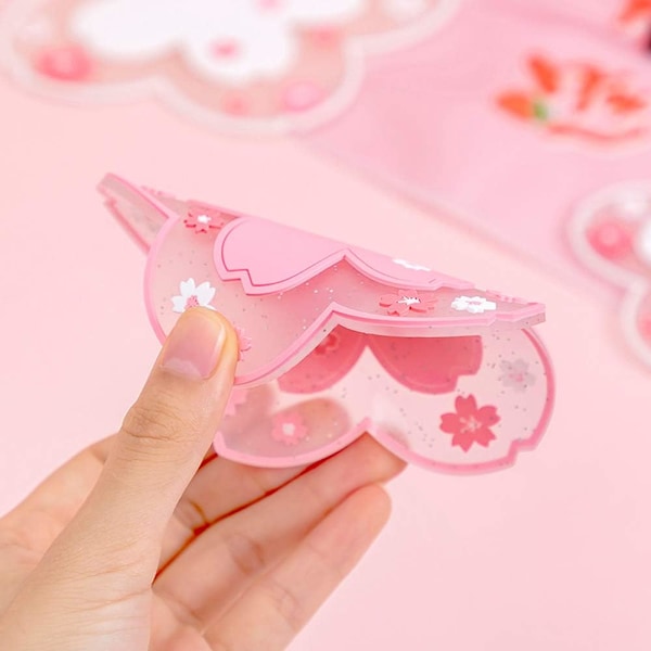 Sakura Coasters Sett med 4 Kawaii Kopper Matte Anti-Skli Pot Skål Pute Placemats PVC Kirsebærblomst Coaster for Drikke Kaffe Ta