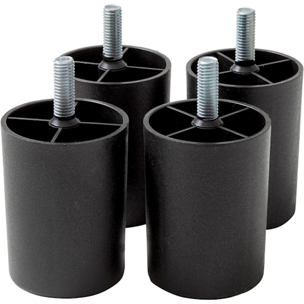 Set med 4 Plastfötter för Soffor och Möbler - Höjd 80 mm - Svarta Platinumfötter - Svart Färg - Höjd 8 cm