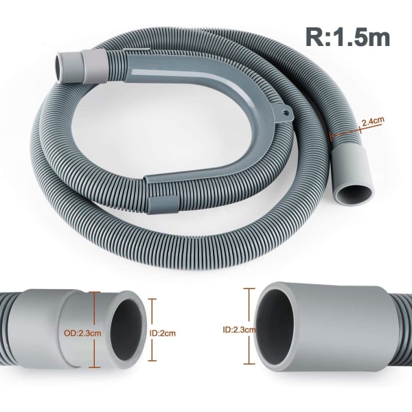 1.5 m Drain Hose for Washing Machines and Dishwashers, Ø 20mm Dis