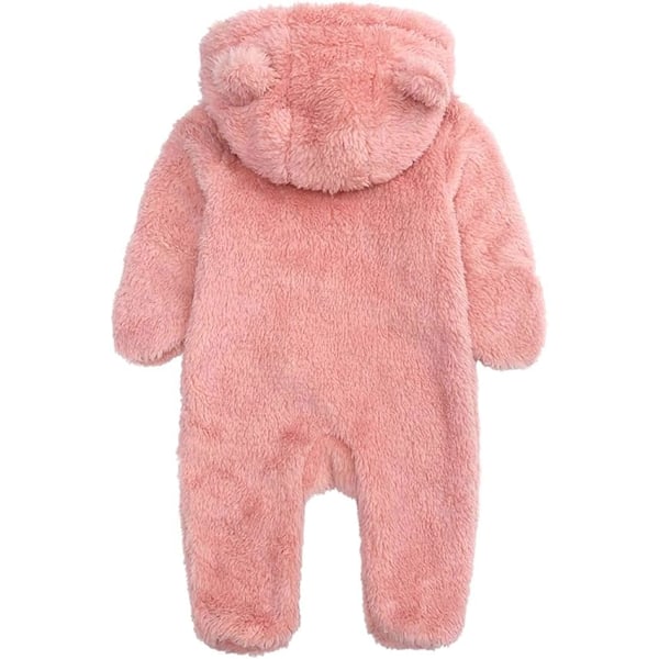 (Pinkki) Vastasyntyneen Onesie Hupullinen Fleece Onesie Pitkähihainen Onesie Ulkovaatteet Setti